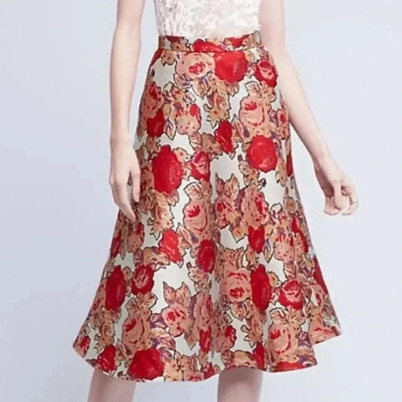 Anthropologie Dresses & Skirts - {Anthropologie} Rachel Antonoff Red Rose Jacquard Skirt